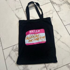 Black and Pink Canvas Tote - Hello My name is Child of the One True King